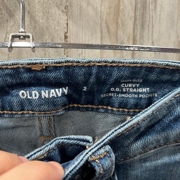 Old Navy Curvy O G Straight High Rise Jeans Secret Smooth Pockets Womens Size 2 - Picture 3 of 9